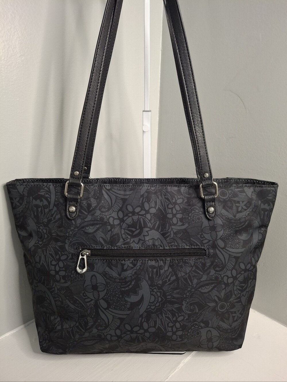 Sakroots Tote Bag & Owl Print Wallet Crossbody Set Black Floral Like New - Picture 3 of 7